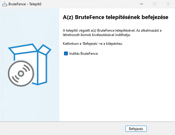 Telepítés befejezve