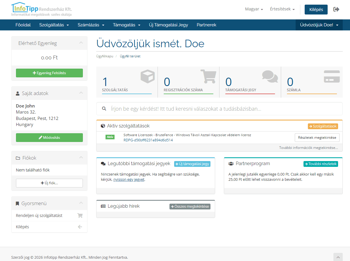 WHMCS bejelentkezés